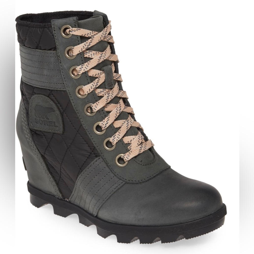 SOREL Lexie WATERPROOF Wedge Boot in Dark Slate Leather